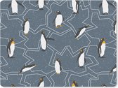 Muismat XXL - Bureau onderlegger - Bureau mat - Patroon - Winter - Pinguïn - 80x60 cm - XXL muismat