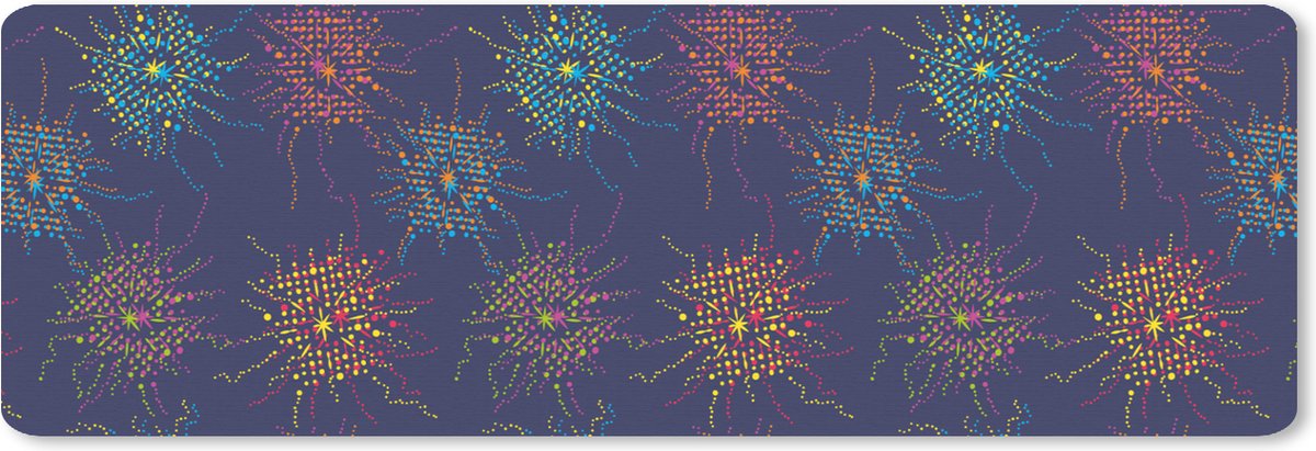 Muismat XXL - Bureau onderlegger - Bureau mat - Vuurwerk - Digitaal - Patronen - 90x30 cm - XXL muismat