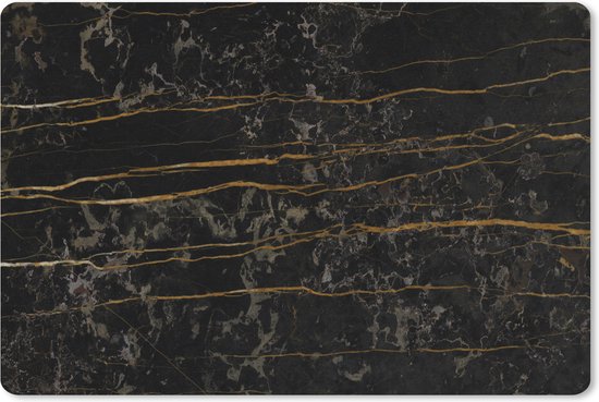 Tapis de souris XXL - Sous-main - Tapis de bureau - Marbre - Zwart - Or - Veine - 120x80 cm - Tapis de souris XXL