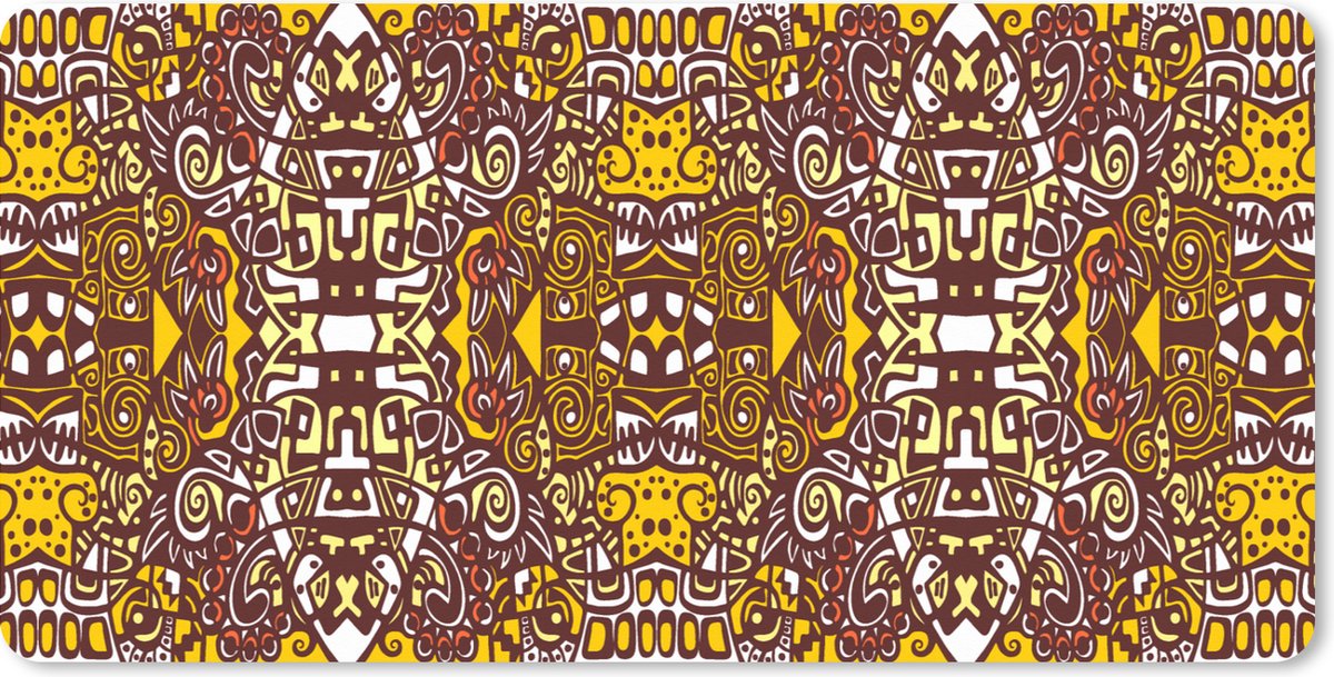 Muismat XXL 120x60 cm - Bureau onderlegger - Bureau mat Patroon - Azteken - Mexico - Bureaumat - Gaming mousepad xl - Bureaulegger groot - Computer deskmat