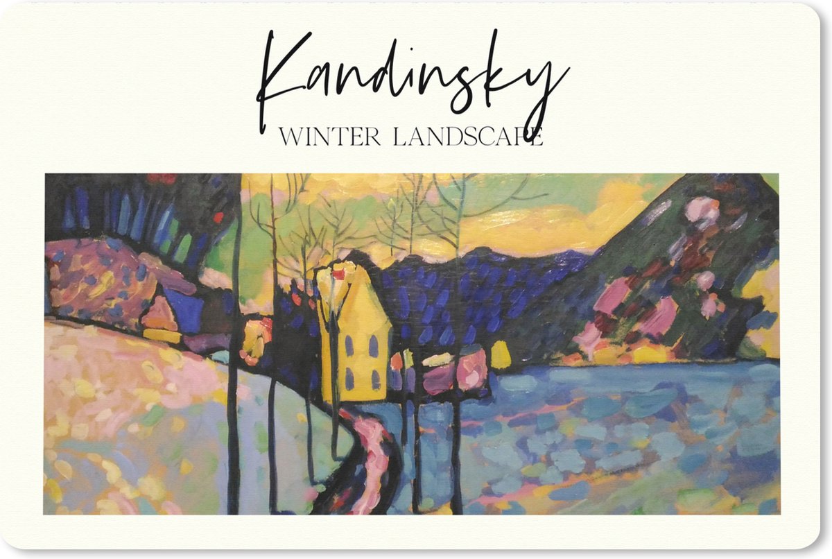 Muismat XXL 120x80 cm - Bureau onderlegger - Bureau mat Winter landscape - Wassily Kandinsky - Bureaumat - Gaming mousepad xl - Bureaulegger groot - Computer deskmat