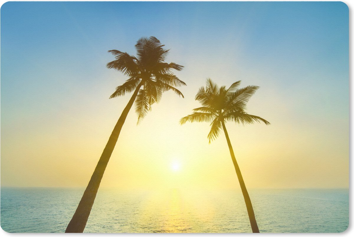 Muismat XXL 120x80 cm - Bureau onderlegger - Bureau mat Zomer - Palmbomen - Zon - Bureaumat - Gaming mousepad xl - Bureaulegger groot - Computer deskmat