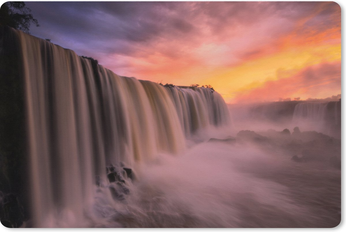 Muismat XXL 120x80 cm - Bureau onderlegger - Bureau mat Waterval - Zonsondergang - Natuur - Bureaumat - Gaming mousepad xl - Bureaulegger groot - Computer deskmat