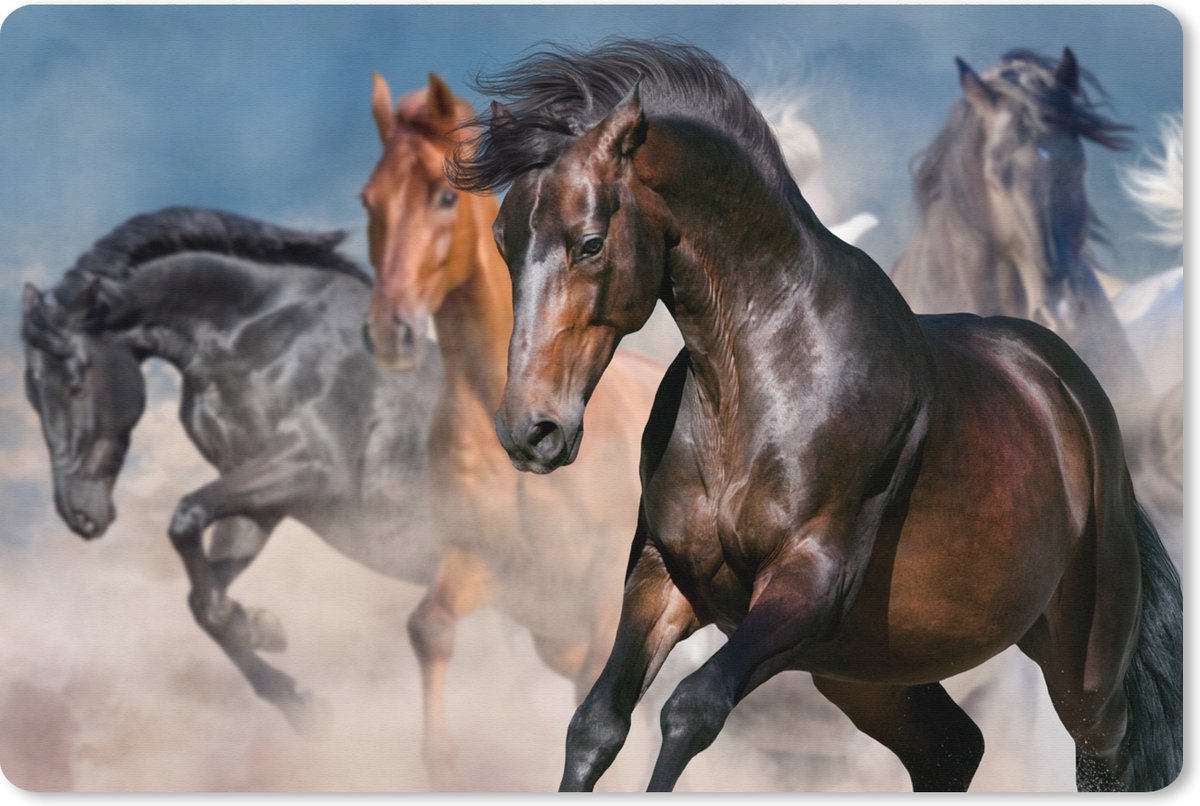 Muismat XXL 90x60 cm - Bureau onderlegger - Bureau mat Paarden - Stof - Woestijn - Bureaumat - Gaming mousepad xl - Bureaulegger groot - Computer deskmat