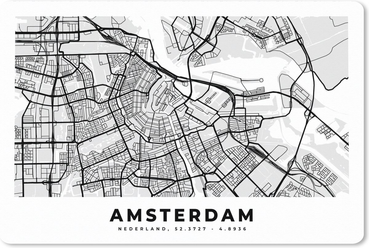 Muismat XXL 120x80 cm - Bureau onderlegger - Bureau mat Kaart - Amsterdam - Nederland - Bureaumat - Gaming mousepad xl - Bureaulegger groot - Computer deskmat