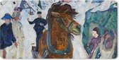 Muismat XXL - Bureau onderlegger - Bureau mat - Galopperend paard - Edvard Munch - 80x40 cm - XXL muismat