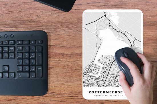 Muismat 18x27 cm - Mousepad Plattegrond - Kaart - Zoetermeerse Plas - Nederland - Stadskaart - Muismatten - Stadskaart