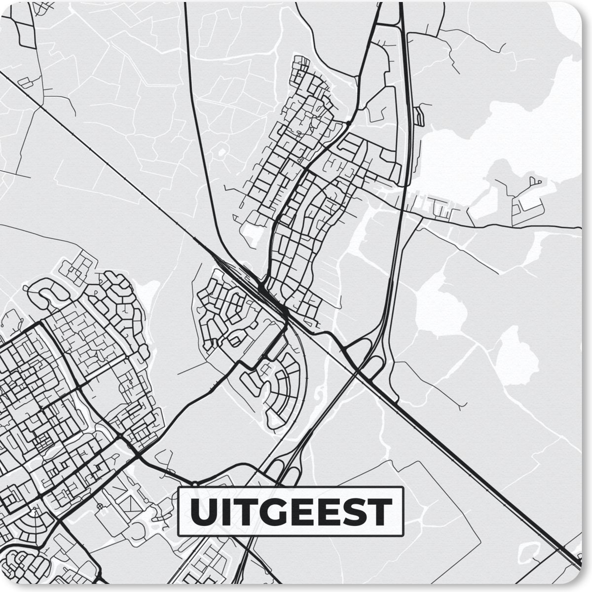 Muismat 20x20 cm - Mousepad Kaart - Uitgeest - Plattegrond - Stadskaart - Muismatten - Stadskaart