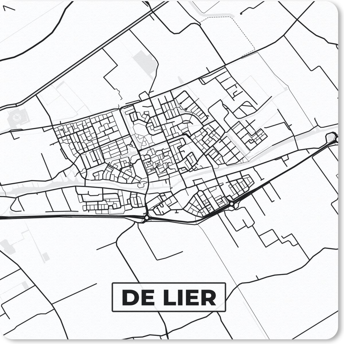 Muismat 30x30 cm - Mousepad Kaart - Plattegrond - De Lier - Stadskaart - Muismatten - Stadskaart