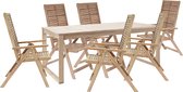NATERIAL - Salon de jardin 6 personnes - Table de jardin SOLARIS 180/240x90 cm - Table extensible - 6 chaises de jardin multipositions - Chaises Chaises pliantes - Chaises à dossier haut - Salon - Acacia