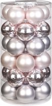 60x stuks glazen kerstballen lichtroze 6 cm glans en mat - Kerstboomversiering/kerstversiering