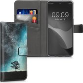 kwmobile telefoonhoesje geschikt voor Samsung Galaxy M53 5G - Backcover voor smartphone - Hoesje met pasjeshouder in blauw / grijs / zwart - Sterrenstelsel en Boom design