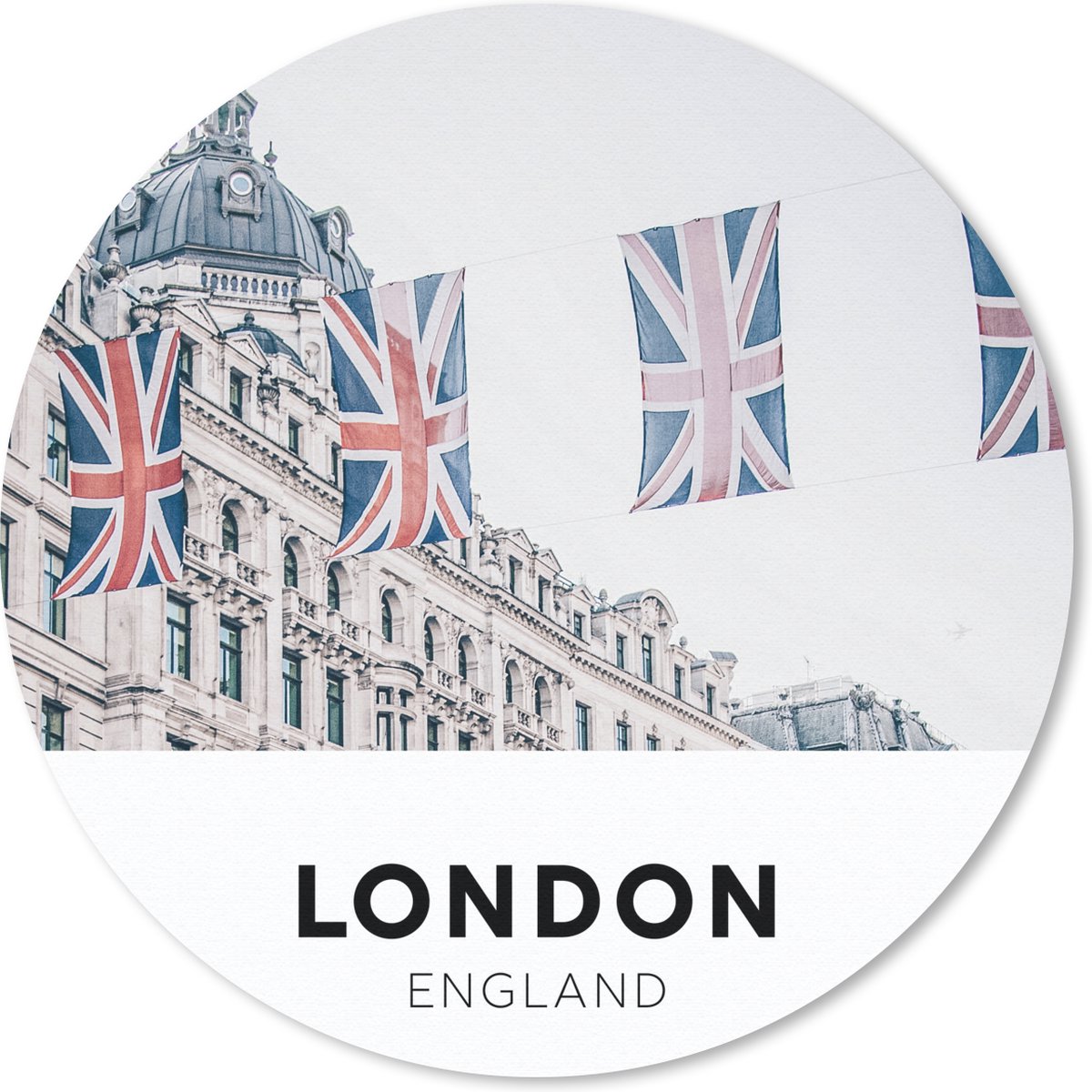 Muismat rond 30x30 cm - Mousepad Londen - Vlag - Engeland - Ronde muismatten
