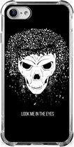 Stevige Bumper Hoesje iPhone SE 2022/2020 | iPhone 8/7 Smartphone hoesje met doorzichtige rand Skull Hair