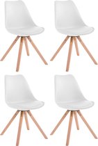 CLP Toulouse Set van 4 stoelen - Vierkant - Kunstleer wit natura