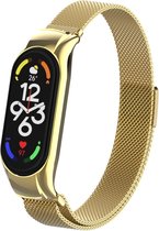 Milanees Smartwatch bandje - Geschikt voor Xiaomi Mi Band 7 Milanese band - goud - Strap-it Horlogeband / Polsband / Armband