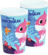 4x stuks kunststof drinkbeker Baby Shark 220 ml - Onbreekbare kinder bekers