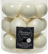 36x stuks kleine kerstballen wol wit van glas 4 cm - mat/glans - Kerstboomversiering