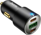 Hoco 3A USB/USB-C Auto Snellader 45W - Power Delivery en Quick Charge 3.0 - Zwart - Voor Smartphones en Tablets