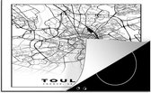 KitchenYeah® Inductie beschermer 80x52 cm - Kaart - Stadskaart - Frankrijk - Toulouse - Plattegrond - Zwart wit - Kookplaataccessoires - Afdekplaat voor kookplaat - Inductiebeschermer - Inductiemat - Inductieplaat mat