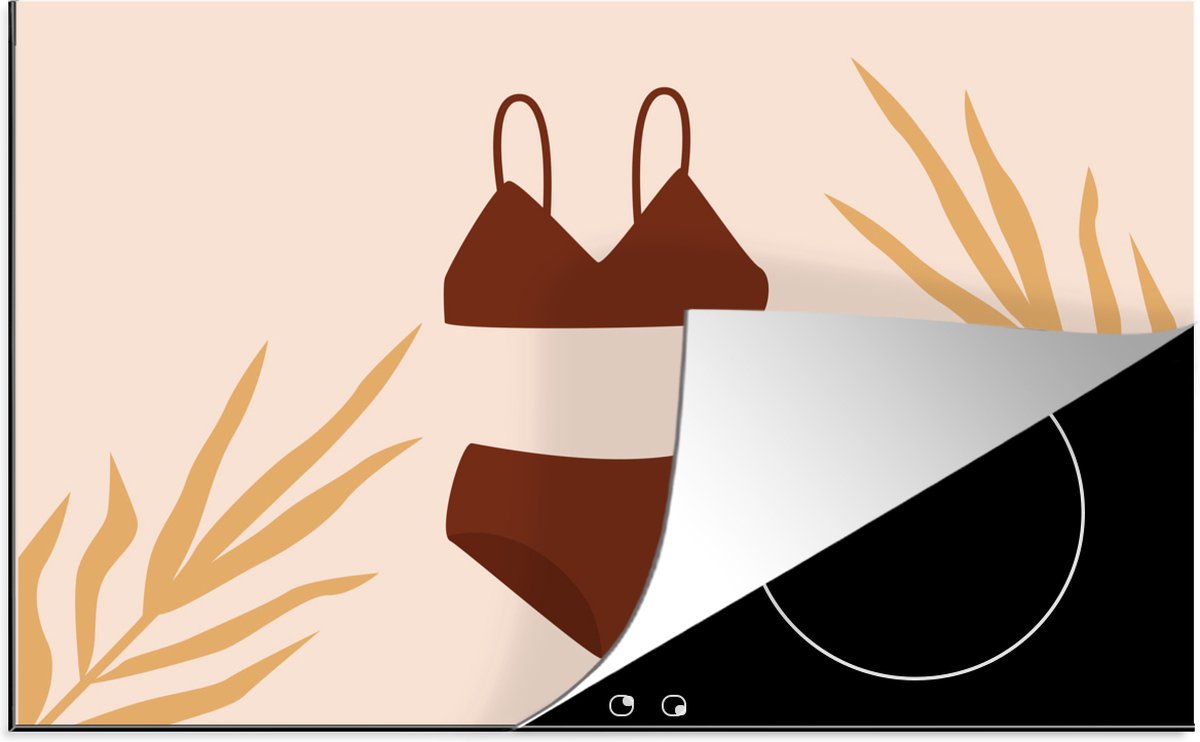 KitchenYeah® Inductie beschermer 78x52 cm - Zomer - Bikini - Bladeren - Kookplaataccessoires - Afdekplaat voor kookplaat - Inductiebeschermer - Inductiemat - Inductieplaat mat