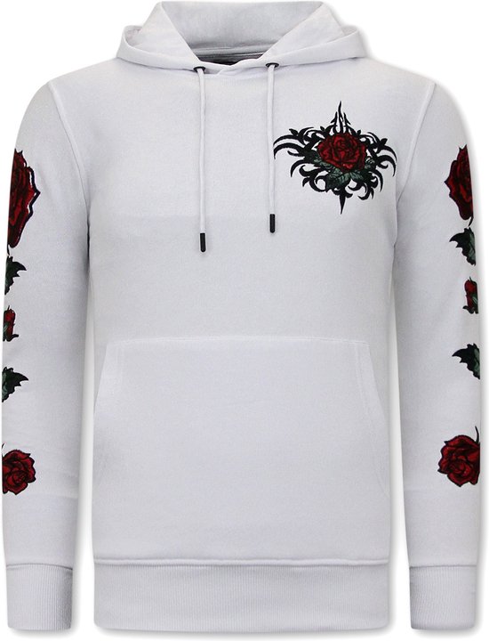 Heren Hoodie - Love & Roses - Wit