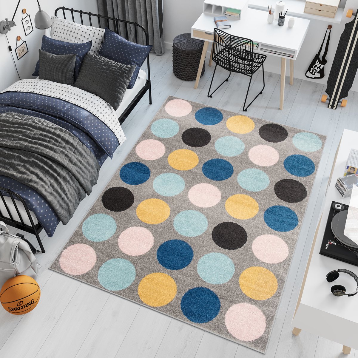 Tapiso Lazur Vloerkleed Blauw Grijs Modern Woonkamer Tapijt Maat- 120x170 Geel Blauw Grijs