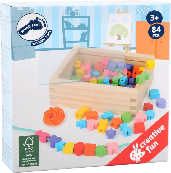 Small Foot - Houten Rijg Kralen, 84st. — afbeelding 3