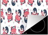 KitchenYeah® Inductie beschermer 71x52 cm - Pinguïn - Patronen - Sterren - Kookplaataccessoires - Afdekplaat voor kookplaat - Inductiebeschermer - Inductiemat - Inductieplaat mat