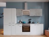 Goedkope keuken 300  cm - complete keuken met apparatuur Malia  - Wit/Beton - soft close - keramische kookplaat    - afzuigkap - oven    - spoelbak