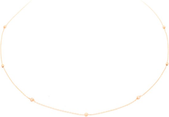 Rosegouden ketting met kleine bolletjes verspreid over de ketting.