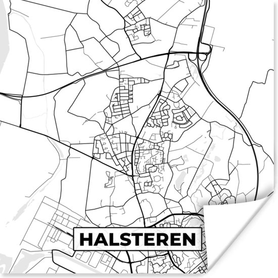 Poster Stadskaart - Halsteren - Plattegrond - Kaart - 30x30 cm