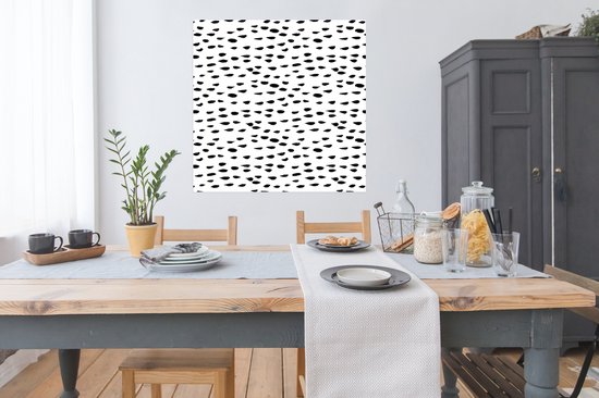 Poster Wit - Pois - Design - Zwart - 100x100 cm XXL