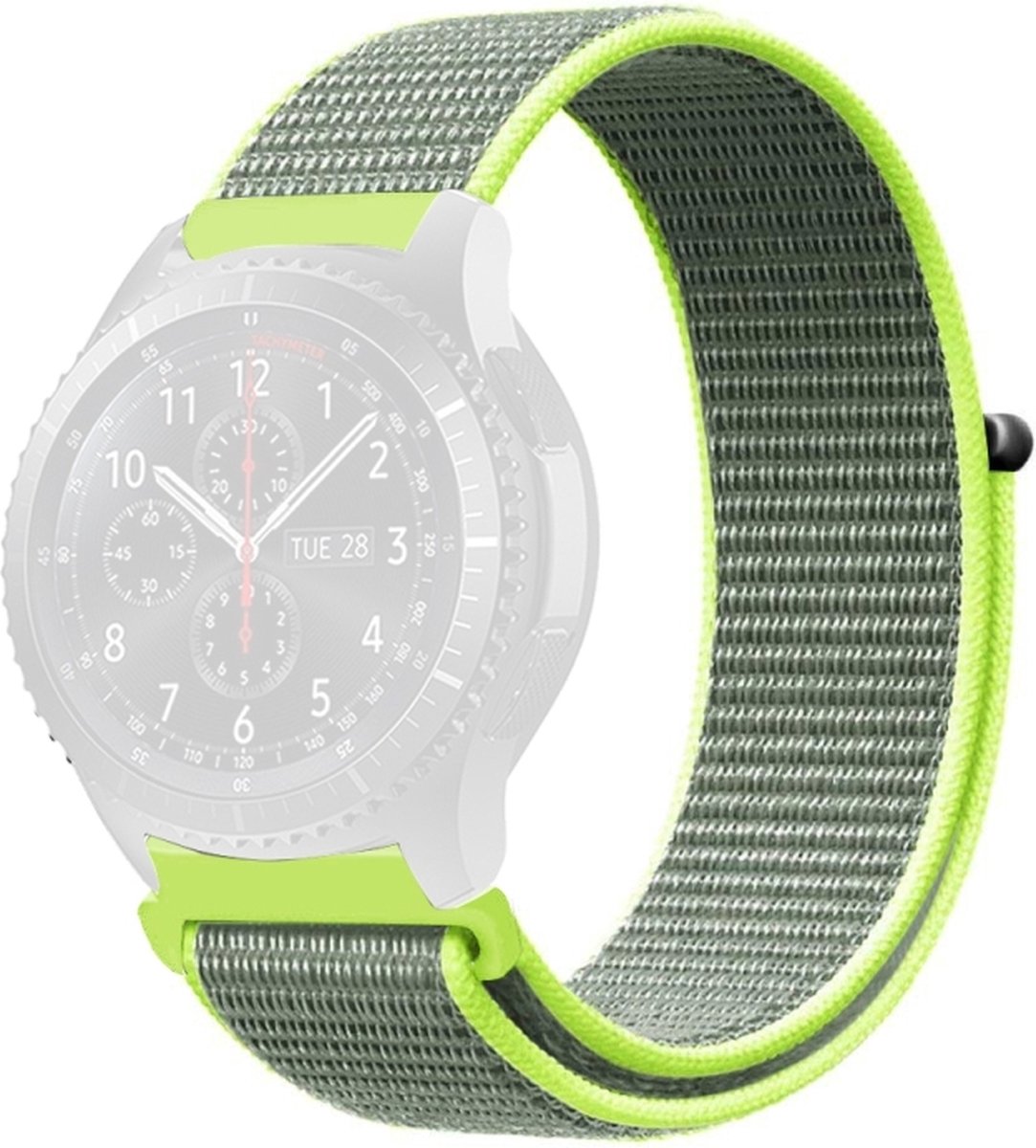 Nylon bandje - geschikt voor Garmin Venu (2 Plus) / Venu SQ (2) / Vivomove (Style - Sport) / Vivoactive 3 / 5 / 6 / Forerunner 55 / 165 / 245 / 645 / 570 - 42mm - fluoriserend