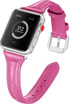 Leren bandje - geschikt voor Apple Watch series 1/2/3/4/5/6/7/8/9/SE/SE 2/Ultra/Ultra 2 met case size 42 mm / 44 mm / 45 mm / 49 mm - roze