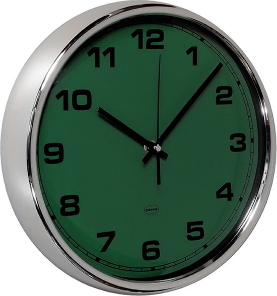 CABANAZ - horloge, verre, cerclage plastique, diamètre 30 cm, HORLOGE MURALE, vert foncé