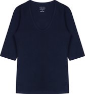Claesen's® - Dames 3/4 Sleeve V-Neck T-Shirt - Donkerblauw - 95% Katoen - 5% Lycra