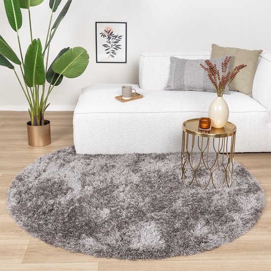 Tapijtenloods Basic Rond Shaggy vloerkleed Antraciet Hoogpolig- 120 CM ROND - Muratap
