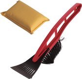 Vitres de voiture robustes Grattoir à glace avec brosse rouge 31 cm avec éponge anti-buée - Trucs de gel d'hiver