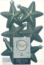 6x morceaux de décorations de Noël étoiles en plastique boules de Noël vert mousse 7 cm