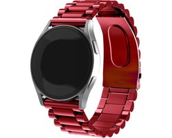 Strap-it Stalen schakel smartwatch bandje - geschikt voor Samsung Galaxy Watch Active / Active2 40 & 44mm / Galaxy Watch 3 41mm / Galaxy Watch 1 42mm / Gear Sport - rood