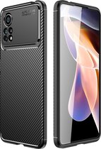 Mobigear Hoesje geschikt voor POCO X4 Pro 5G Telefoonhoesje Flexibel TPU | Mobigear Racing Backcover | X4 Pro 5G Case | Back Cover - Zwart