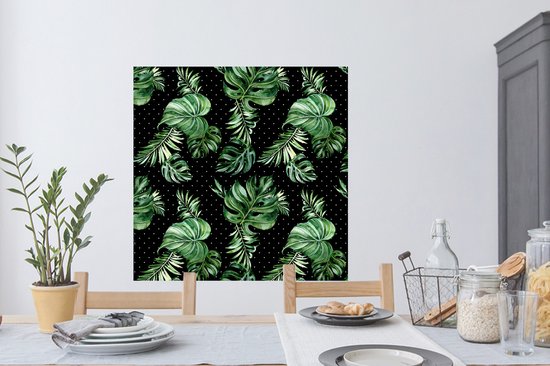 Muurstickers - Sticker Folie - Bladeren - Tropisch - Patronen - Jungle - 100x100 cm - Plakfolie - Muurstickers Kinderkamer - Zelfklevend Behang XXL - Zelfklevend behangpapier - Stickerfolie