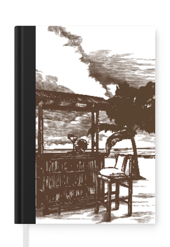 Carnet - Carnet d'écriture - Plage - Cabane - Palmier - Carnet - Format A5 - Bloc-notes