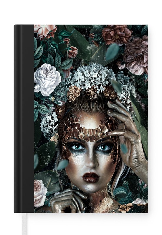 Carnet - Carnet d'écriture - Argent - Femme - Fleurs - Carnet - Format A5 - Bloc-notes