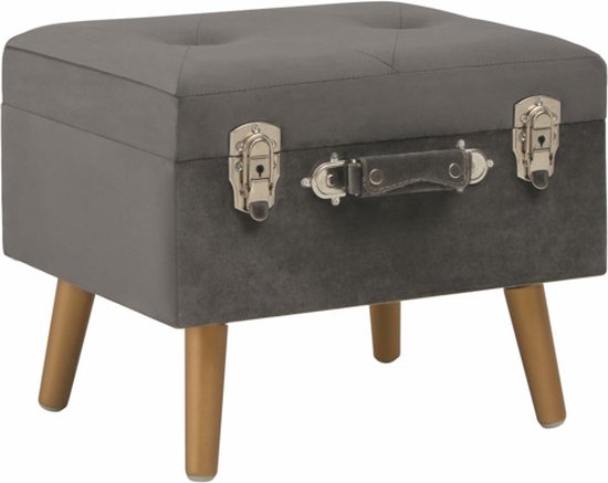 vidaXL Tabouret de rangement 40 cm Velours Gris - Tabouret - Béquilles - Tabouret de rangement - Tabourets de rangement