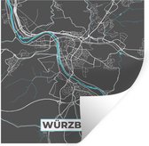 Muurstickers - Sticker Folie - Blauw – Duitsland – Plattegrond – Stadskaart – Kaart – Würzburg - 120x120 cm - Plakfolie - Muurstickers Kinderkamer - Zelfklevend Behang XXL - Zelfklevend behangpapier - Stickerfolie