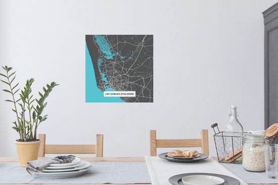 Muurstickers - Sticker Folie - Kaart - Plattegrond - Les Salbes-d'Olonne - Frankrijk - Stadskaart - 80x80 cm - Plakfolie - Muurstickers Kinderkamer - Zelfklevend Behang - Zelfklevend behangpapier - Stickerfolie