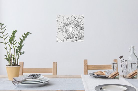 Muurstickers - Sticker Folie - Plattegrond - Kaart - Stadskaart - Frankrijk - Cergy - 30x30 cm - Plakfolie - Muurstickers Kinderkamer - Zelfklevend Behang - Zelfklevend behangpapier - Stickerfolie