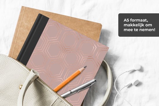 Carnet - Carnet d'écriture - Luxe - Motif - Or rose - Carnet - Format A5 - Bloc-notes